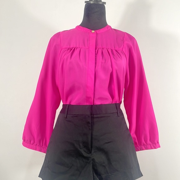 Gianni Binni Hot Pink Button down flowy blouse,pleated front and back,Large - Picture 10 of 11